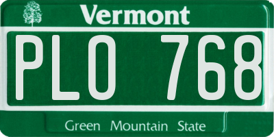 VT license plate PLO768