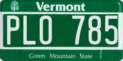 VT license plate PLO785