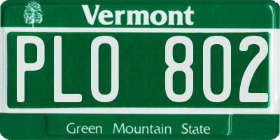 VT license plate PLO802