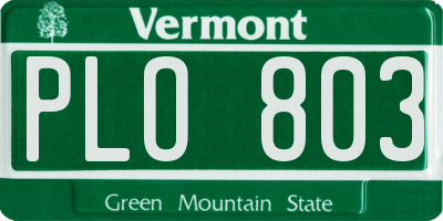 VT license plate PLO803