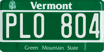 VT license plate PLO804