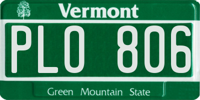 VT license plate PLO806