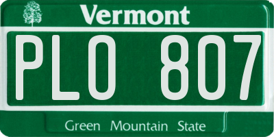VT license plate PLO807