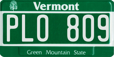 VT license plate PLO809