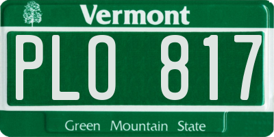 VT license plate PLO817