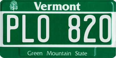 VT license plate PLO820