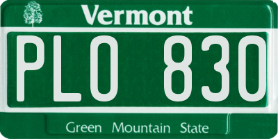 VT license plate PLO830