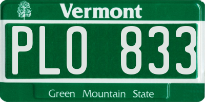 VT license plate PLO833