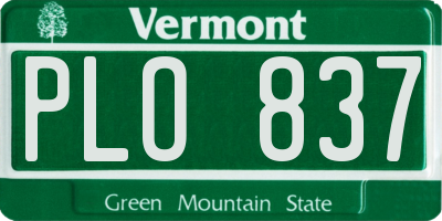 VT license plate PLO837