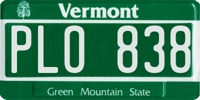 VT license plate PLO838