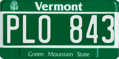 VT license plate PLO843