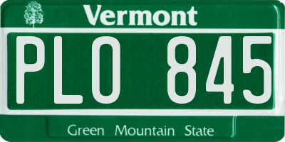 VT license plate PLO845