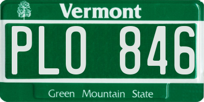 VT license plate PLO846