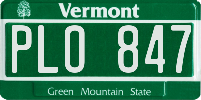 VT license plate PLO847