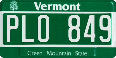VT license plate PLO849