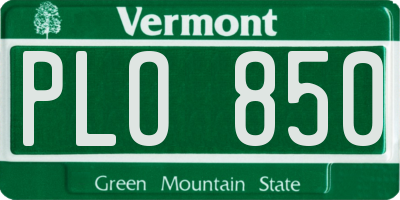 VT license plate PLO850