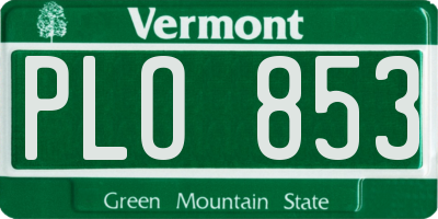 VT license plate PLO853