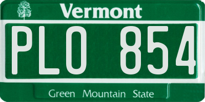VT license plate PLO854