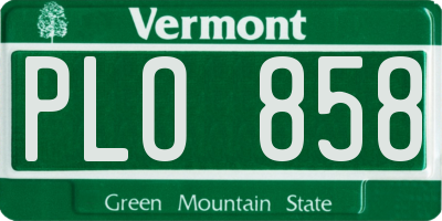 VT license plate PLO858