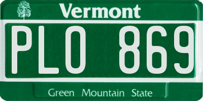 VT license plate PLO869