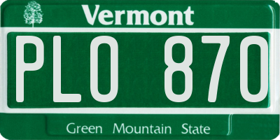VT license plate PLO870