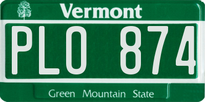 VT license plate PLO874