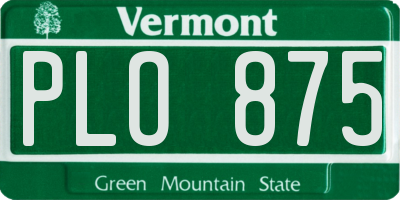 VT license plate PLO875