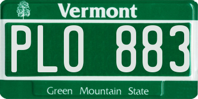 VT license plate PLO883
