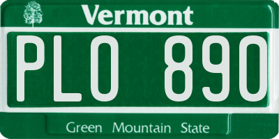 VT license plate PLO890