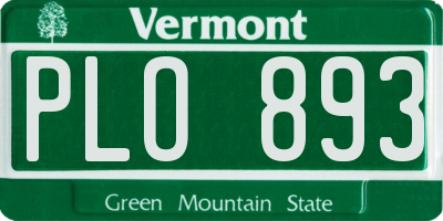 VT license plate PLO893