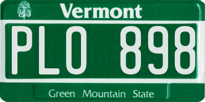 VT license plate PLO898