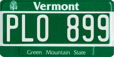 VT license plate PLO899