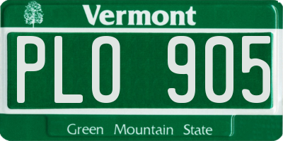 VT license plate PLO905