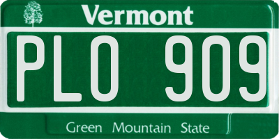 VT license plate PLO909