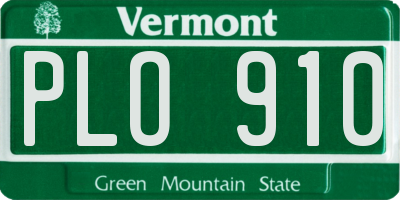 VT license plate PLO910