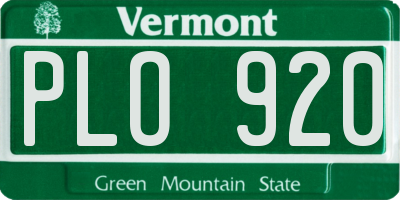 VT license plate PLO920