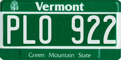 VT license plate PLO922