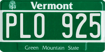 VT license plate PLO925