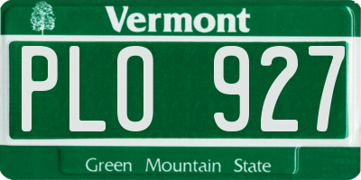 VT license plate PLO927