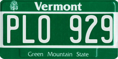 VT license plate PLO929