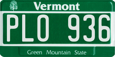 VT license plate PLO936