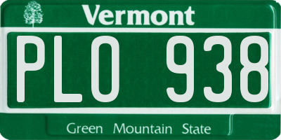 VT license plate PLO938