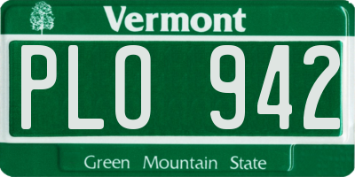 VT license plate PLO942