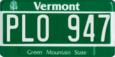 VT license plate PLO947