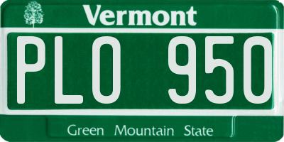 VT license plate PLO950