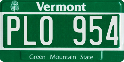 VT license plate PLO954