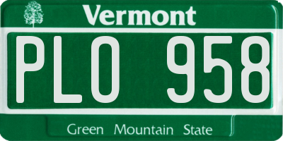 VT license plate PLO958