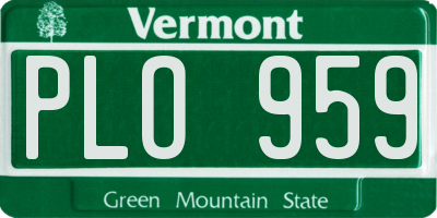 VT license plate PLO959