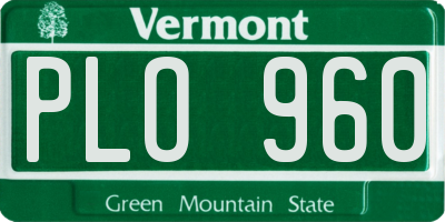 VT license plate PLO960