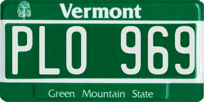 VT license plate PLO969